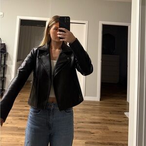 Levi's Black Faux Leather Moto Jacket - Women's Biker Style